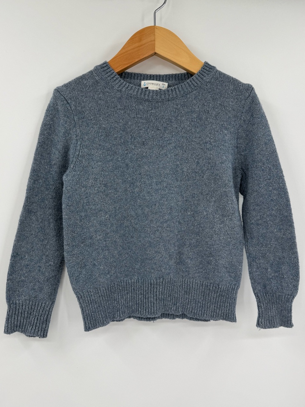 Crewcuts Boys Cotton / Wool Blend Crewneck Sweater | Blue Heather | Size 3